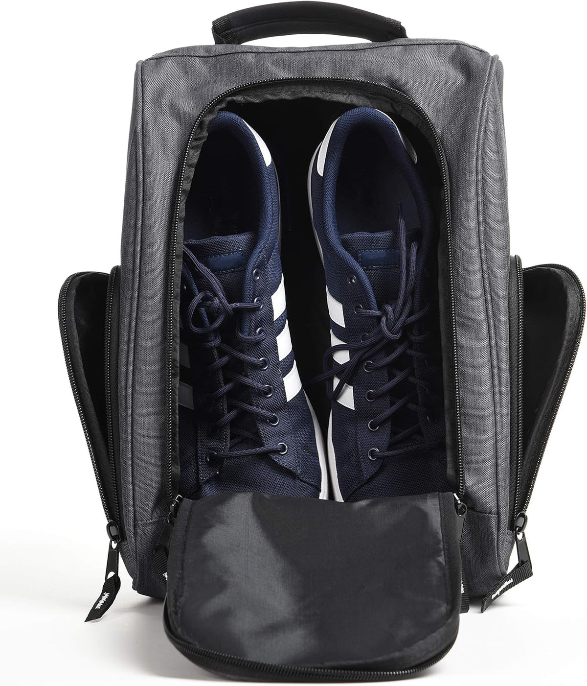 Golf Shoe Bag - Zippered Shoe Carrier Bags with Ventilation & outside Pocket for Socks, Tees, Etc. (Gray)