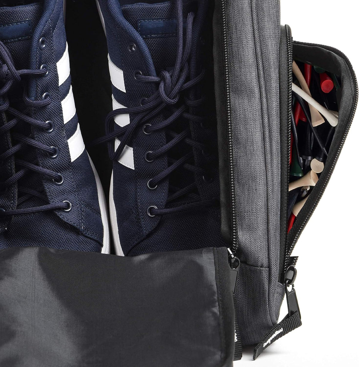 Golf Shoe Bag - Zippered Shoe Carrier Bags with Ventilation & outside Pocket for Socks, Tees, Etc. (Gray)